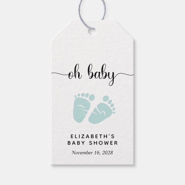 Mint Green Baby Dusche Gastgeschenk Geschenkanhänger (Vorderseite)