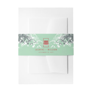 Mint Green Bamboo Blätter Double Xi Chinesisch Hoc Einladungsbanderole