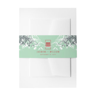 Mint Green Bamboo Blätter Double Xi Chinesisch Hoc Einladungsbanderole