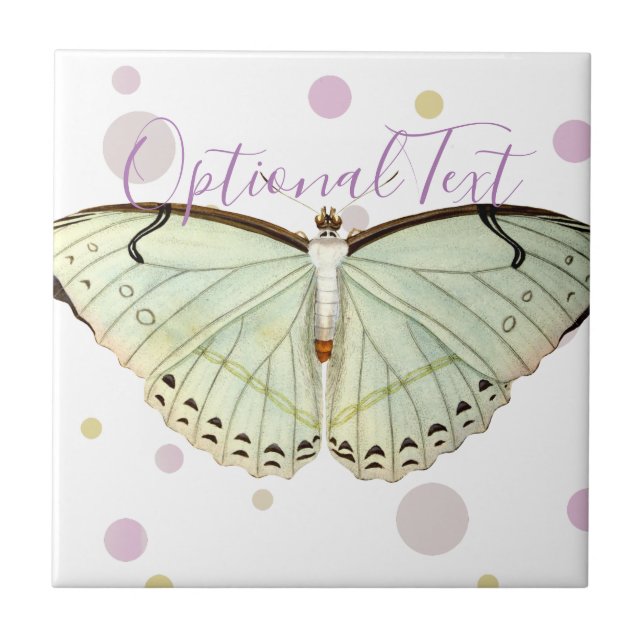 Mint Green Beauty Butterfly Fliese (Vorderseite)