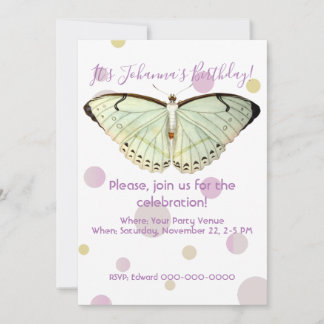 Mint Green Beauty Butterfly Geburtstag Einladung