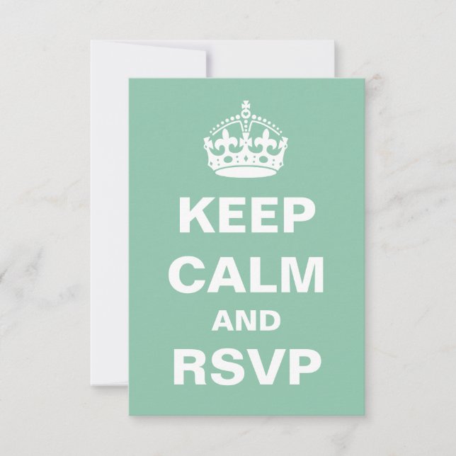Mint Green Behalt Calm Wedding RSVP Karte (Vorderseite)