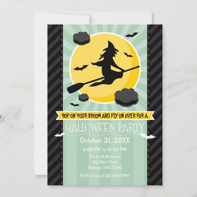 Mint Green Black Grey Hexeneinladung Einladung (Vorderseite)