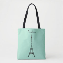Mint Green Black Paris Eiffel Tower mit Namen