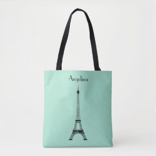 Mint Green Black Paris Eiffel Tower mit Namen