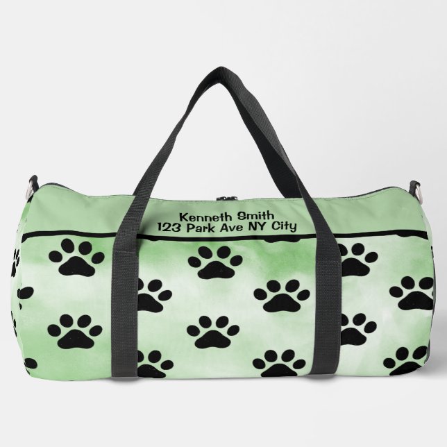 Mint Green Black Paw Print Bag Duffle Bag (Vorderseite)