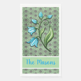 Mint Green, Black und Gray Polka Dots Blumen Serviette