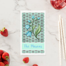 Mint Green, Black und Gray Polka Dots Blumen Serviette