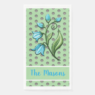 Mint Green, Black und Gray Polka Dots Blumen Serviette