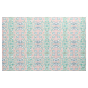 Mint Green Blue Pink Retro Nouveau Mosaik Muster Stoff