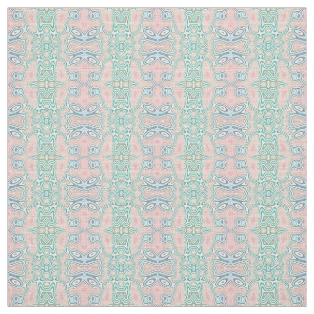 Mint Green Blue Pink Retro Nouveau Mosaik Muster Stoff (Muster)