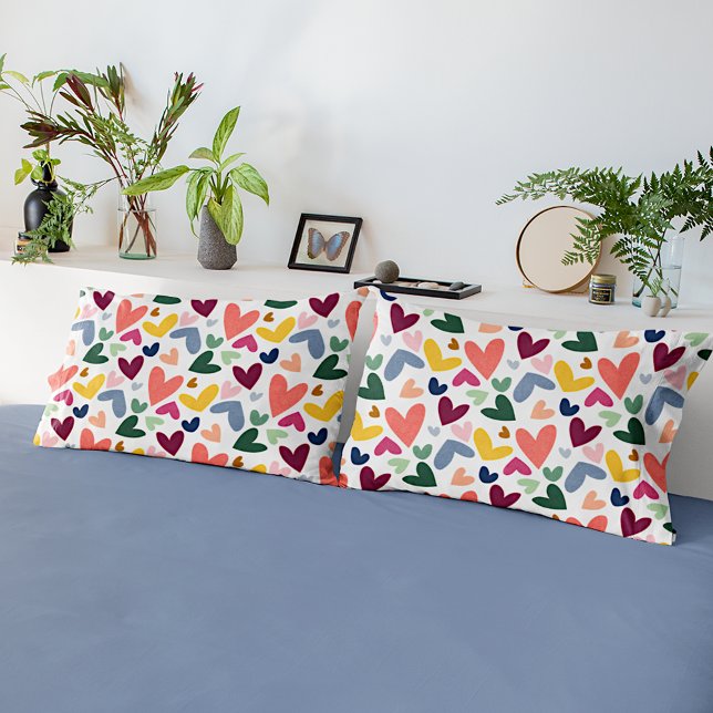 Mint Green Blush Pink Blue Hearts Art Muster Kissenbezug (Von Creator hochgeladen)