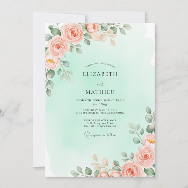 Mint Green Breathtaking Spring Wedding Einladung (Vorderseite)