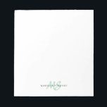 Mint Green Brush Script Monogram Modern Trendy Notizblock<br><div class="desc">Mini Green Brush Script Monogram Modern Trendy Notepad</div>