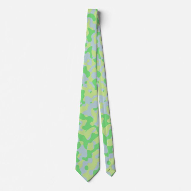 Mint Green Camouflage in Light Olive und Soft Grau Krawatte (Vorderseite)