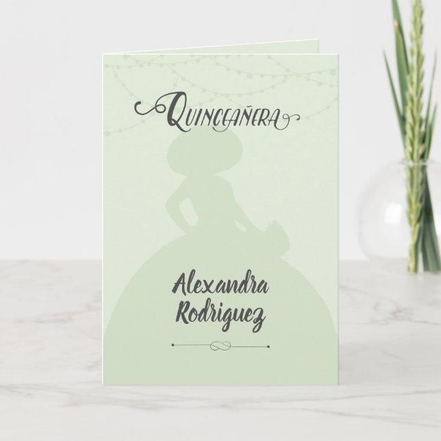 Mint Green Charro Silhouette Quinceanera Einladung (Vorderseite)