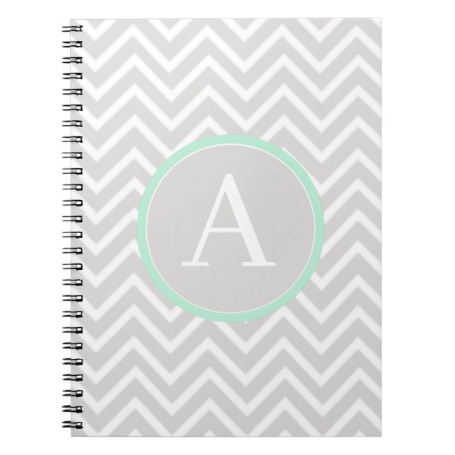 Mint Green Chevron Monogram Notebook Notizblock (Vorderseite)