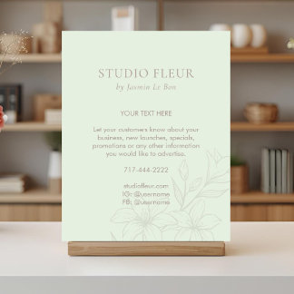 Mint Green | Chic Floral Text Förderung Poster