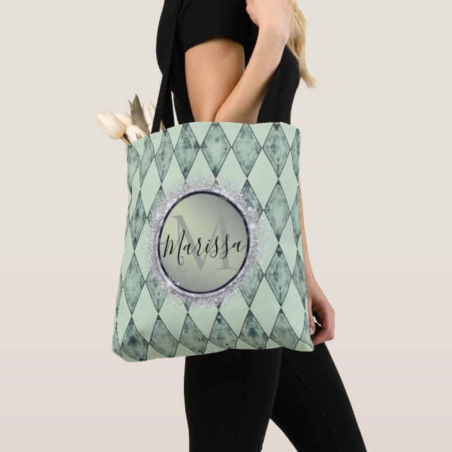Mint Green Chic Harlequin Monogram Glitzer (Von Nahem)