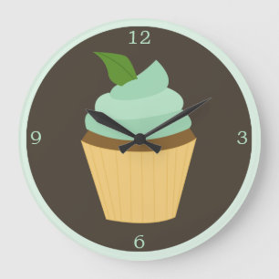 Mint Green Chocolate Cupcake Große Wanduhr