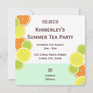 Mint Green Citrus Fruit Slices Summer Tee Party Einladung