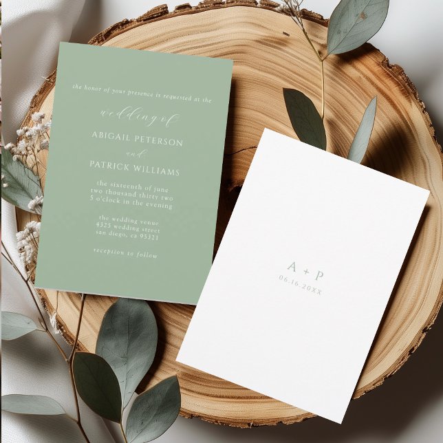 Mint Green Classic Minimal Wedding Einladung (Von Creator hochgeladen)