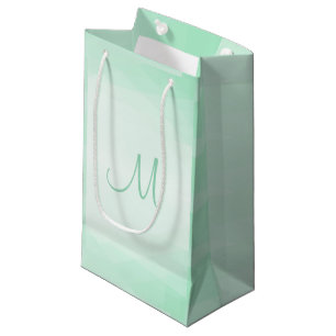 Mint Green Color Monogram Modern Trendy Elegant Kleine Geschenktüte