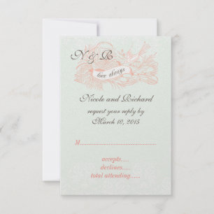 Mint Green Coral Pink Vintage Hochzeit UAWG RSVP Karte