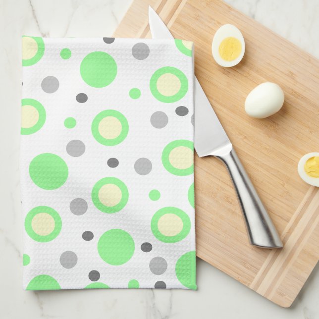 Mint Green Cream Gray Polka Dots Geschirrtuch (Viertel Falte)