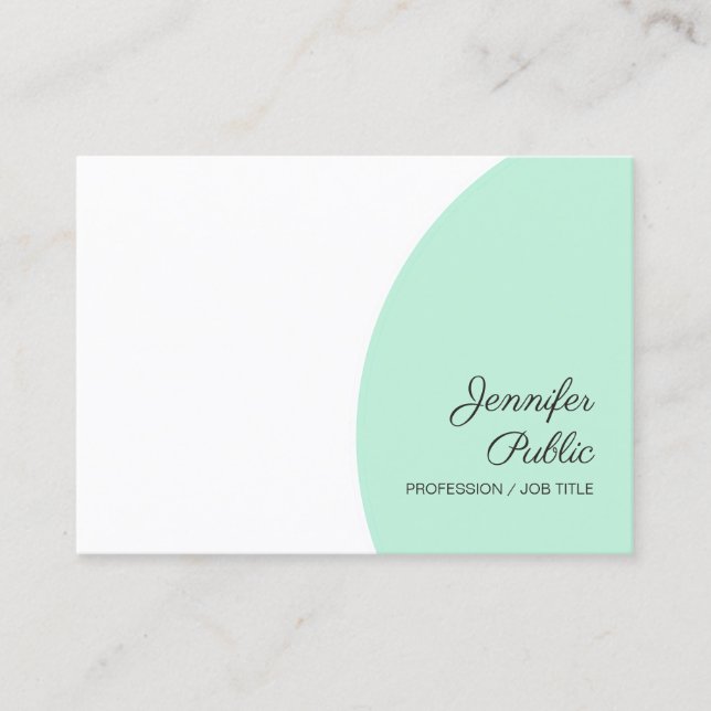 Mint Green Custom Modern Calligraphed Template Visitenkarte (Vorderseite)