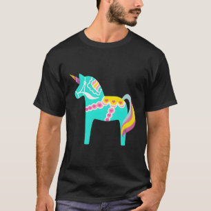 Mint Green Dala Horse Unicorn Schwedisches Pferd N T-Shirt