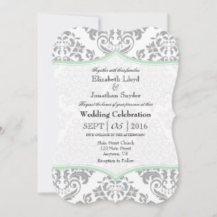 Mint Green Damask Bracket Wedite Einladung