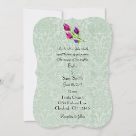 Mint Green Damask Custom 5" x 7" Einladungen