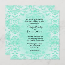 Mint Green Damask Einladung zur Hochzeit