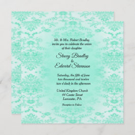 Mint Green Damask Einladung zur Hochzeit