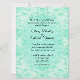 Mint Green Damask Einladung zur Hochzeit