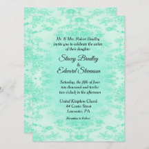 Mint Green Damask Einladung zur Hochzeit