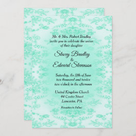 Mint Green Damask Einladung zur Hochzeit