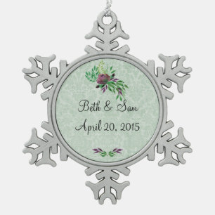 Mint Green Damask Gedächtnis Zünderschneeflake Orn Schneeflocken Zinn-Ornament