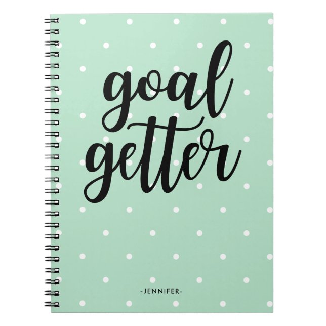Mint Green Dots | Goal Getter Notizblock (Vorderseite)