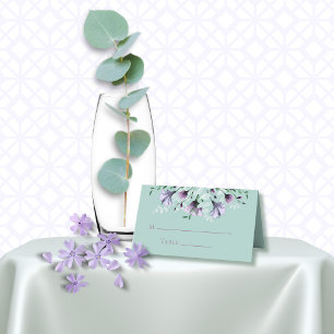 Mint Green Dusty Lila Floral Watercolor Romantik Platzkarte