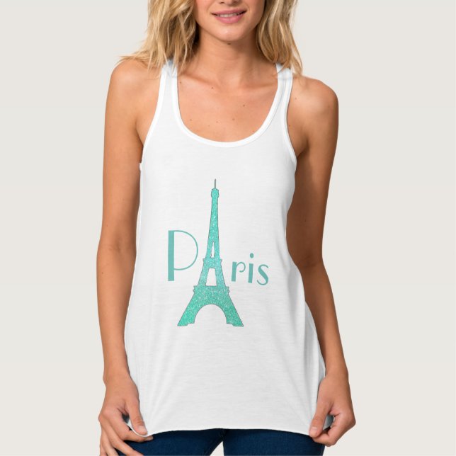 Mint Green Eiffel Tower Paris Tank Top (Vorderseite)