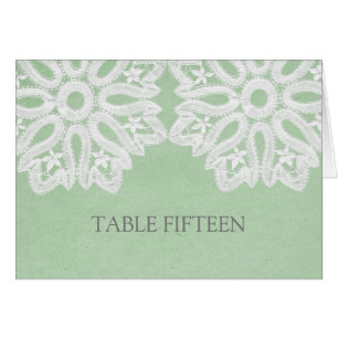 Mint Green Elegance Lace Tischnummer Card