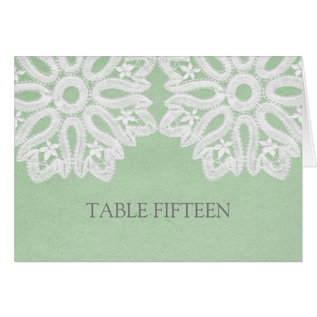 Mint Green Elegance Lace Tischnummer Card (Vorderseite (Horizontal))