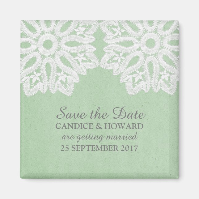 Mint Green Elegance Lead speichern Sie das Date Ma Magnet (Vorne)