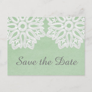 Mint Green Elegance Spitze Save the Date Postkarte