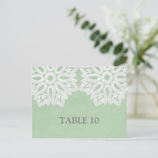 Mint Green Elegance Spitzen Tischnummer Postkarte (Stehend Vorderseite)