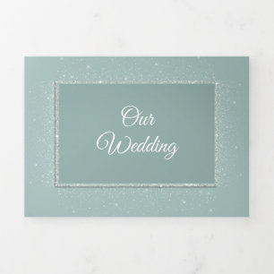 Mint Green Elegance Wedding Dreifach Gefaltete Einladung