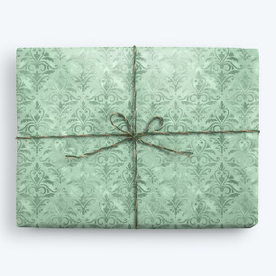 Mint Green Elegant Viktorianisch Damask Geschenkpapier