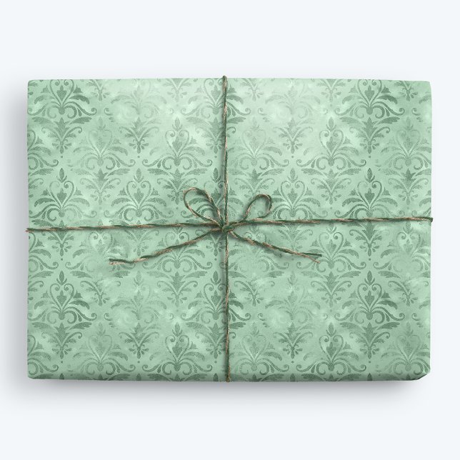 Mint Green Elegant Viktorianisch Damask Geschenkpapier (Von Creator hochgeladen)